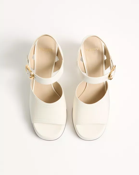 Valentino Fawcette Platform Sandal In Polished Calfskin 100Mm - Image 5